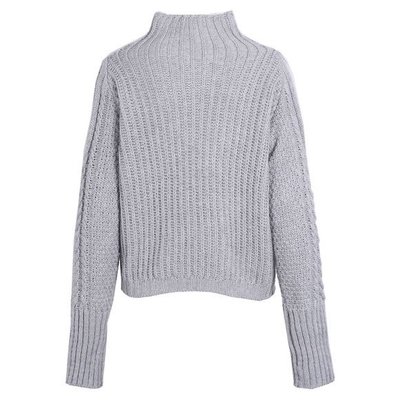 Cold Shoulder Cable Knit Mock Neck Knit Sweater - Picture 3 of 3